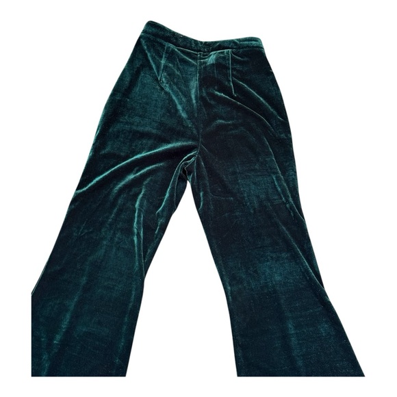 Lulus Green Velvet Pants High Rise Flare Size Small - Picture 4 of 14